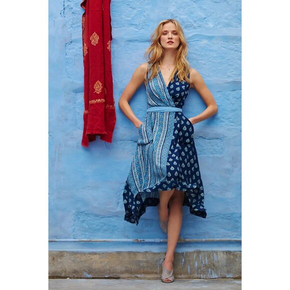 Anthropologie Dresses & Skirts - Anthropologie Maeve Paisley Asymmetrical Midi Dress 0 | Boho Eclectic Maximalist